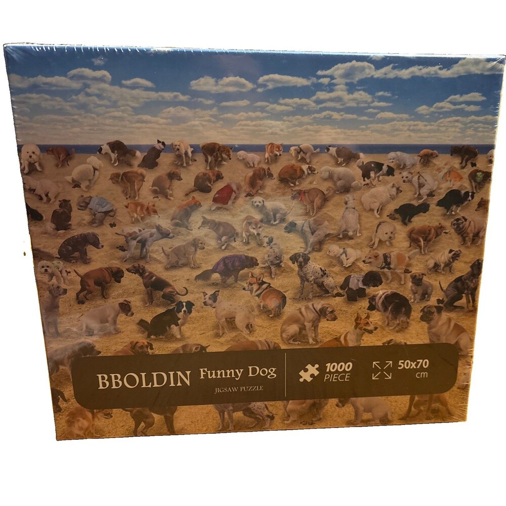 NEW Bboldin Funny Dog Pooping on the Beach 1000 piece jig saw puzzle 20x28”